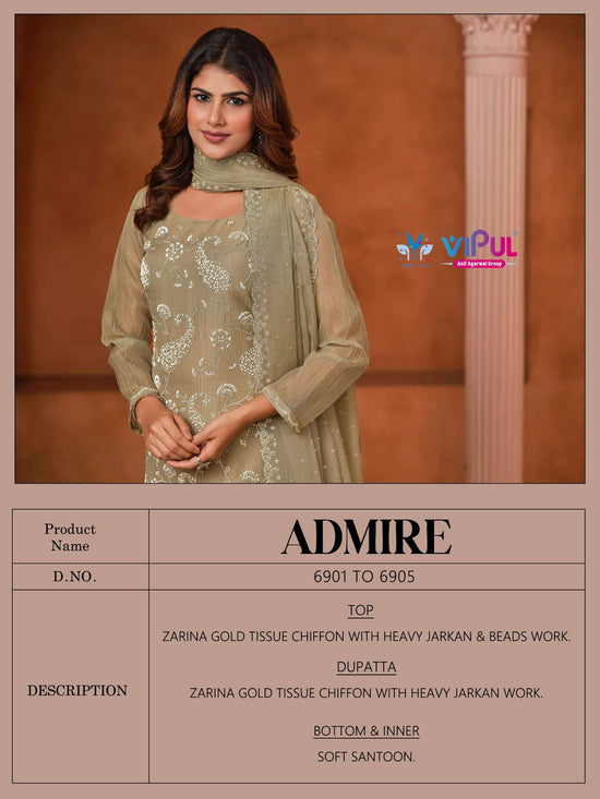Vipul Fashion Admire Zarin Gold Tissue Designer Dress Material