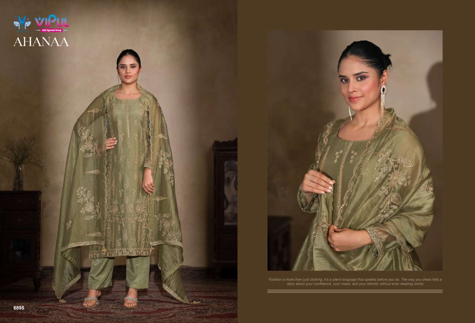 Vipul Fashion Ahanaa Organza Silk Dress Material
