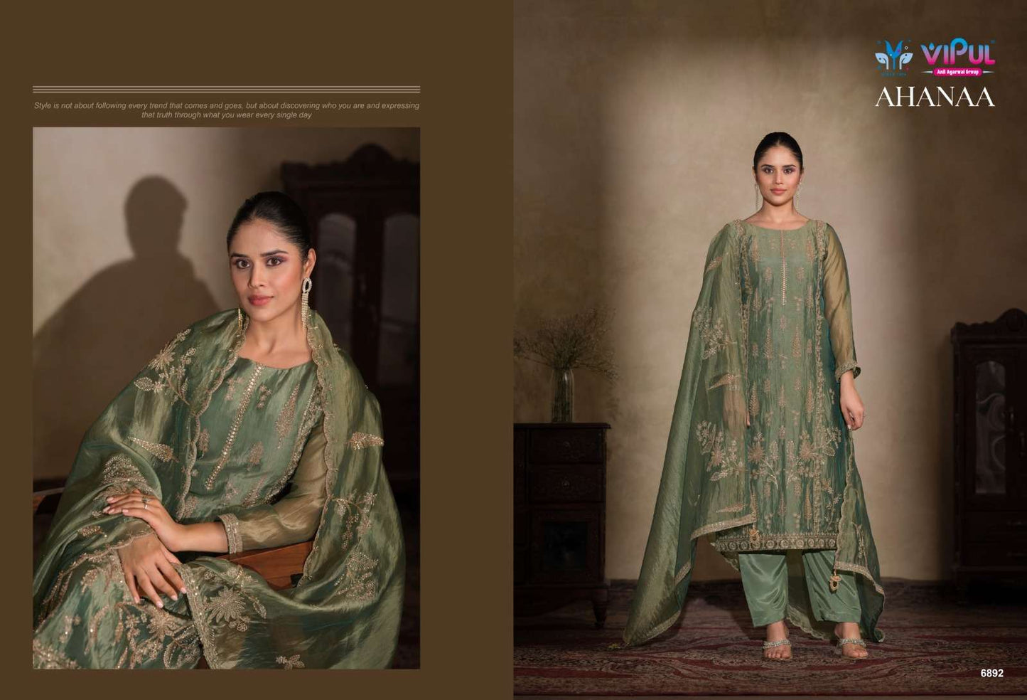Vipul Fashion Ahanaa Organza Silk Dress Material