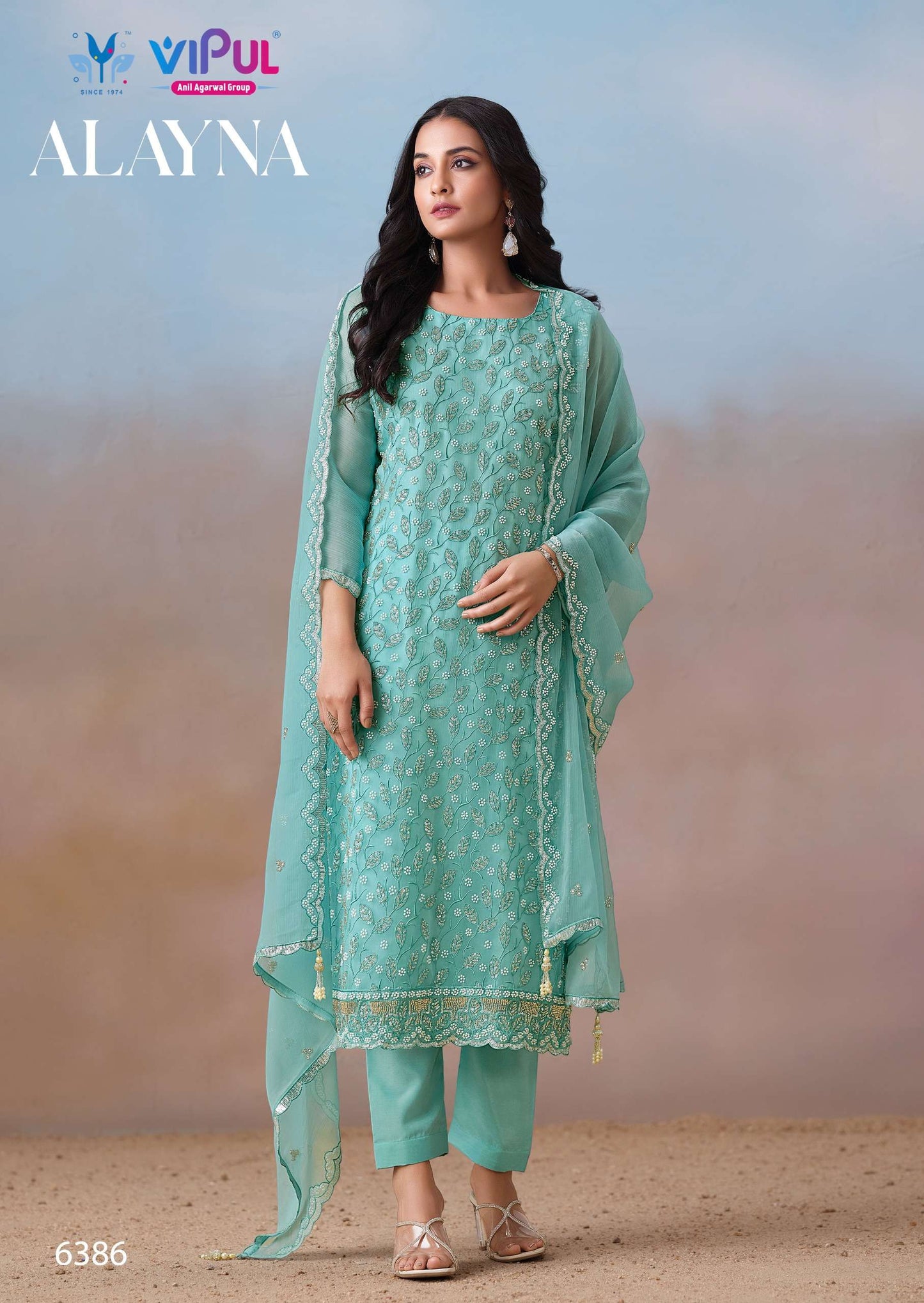 Vipul Fashion Alayna Crinkle Chiffon Designer Unstitched Dress Material