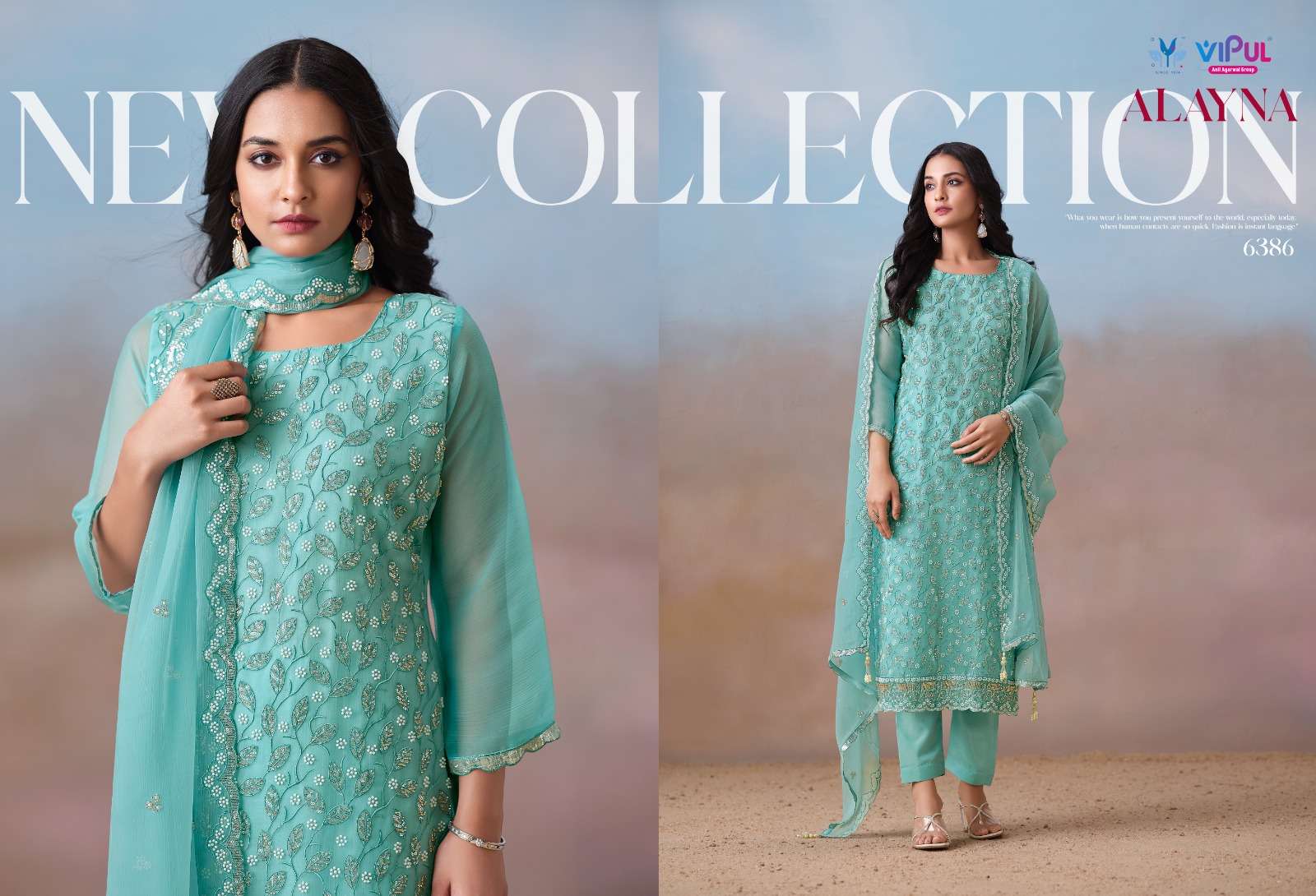 Vipul Fashion Alayna Crinkle Chiffon Designer Unstitched Dress Material