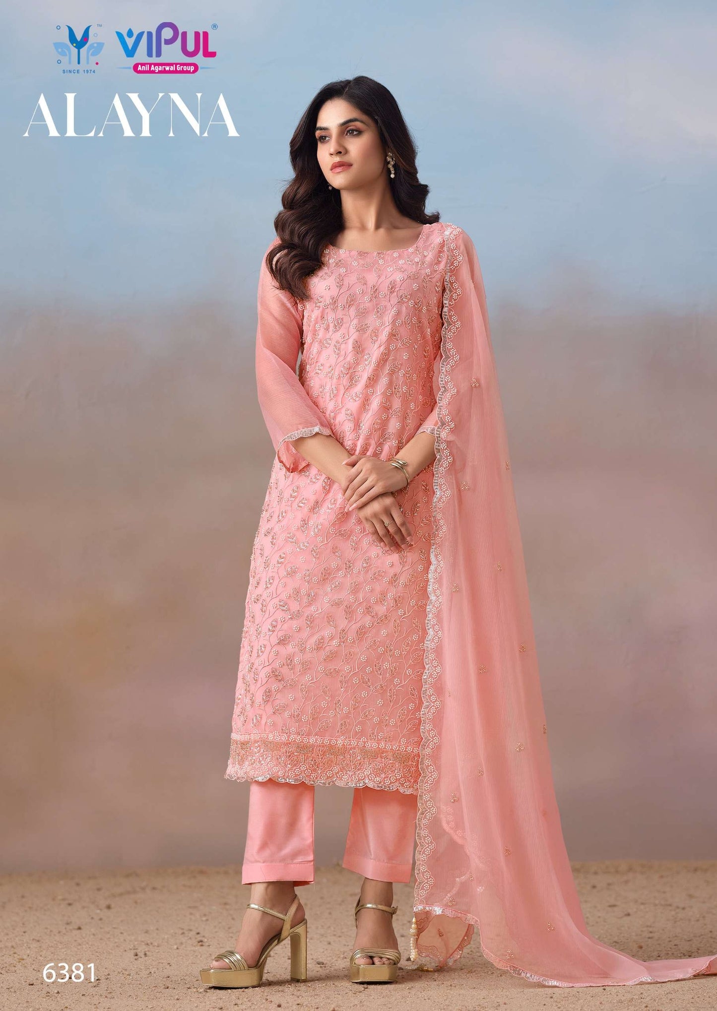 Vipul Fashion Alayna Crinkle Chiffon Designer Unstitched Dress Material