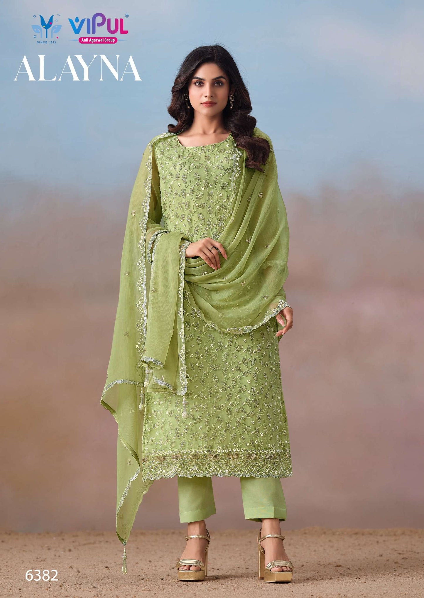Vipul Fashion Alayna Crinkle Chiffon Designer Unstitched Dress Material