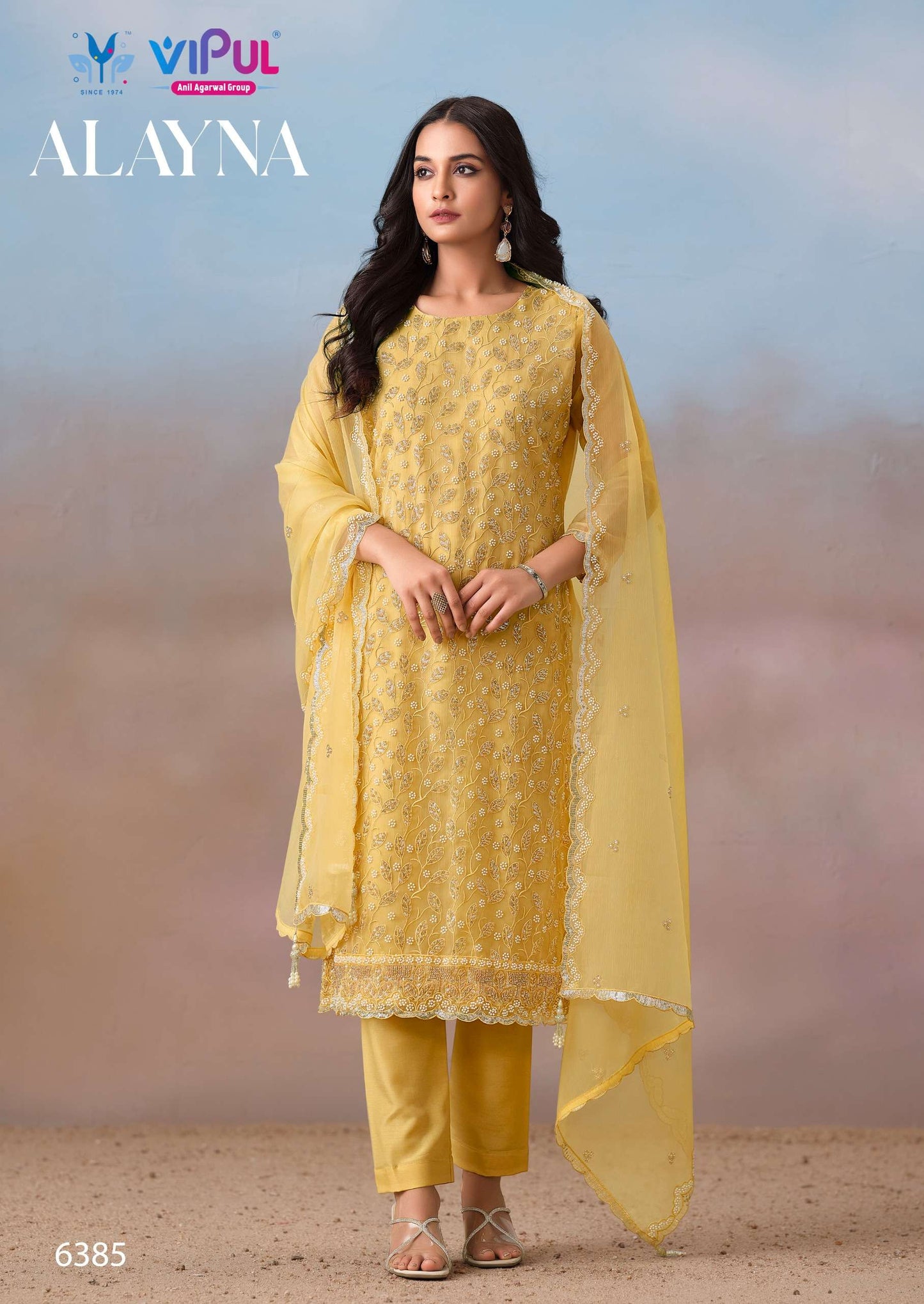 Vipul Fashion Alayna Crinkle Chiffon Designer Unstitched Dress Material