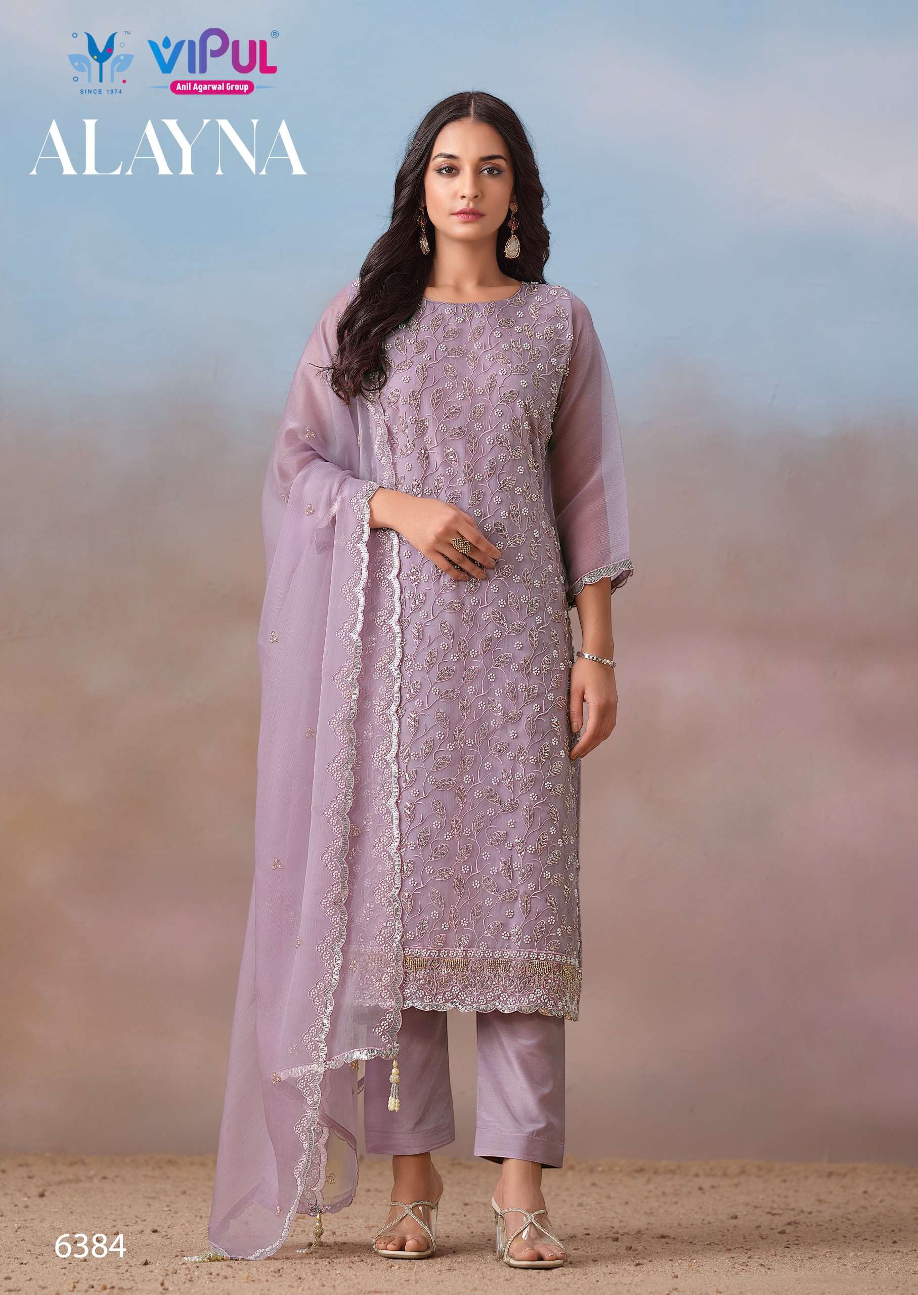 Vipul Fashion Alayna Crinkle Chiffon Designer Unstitched Dress Material