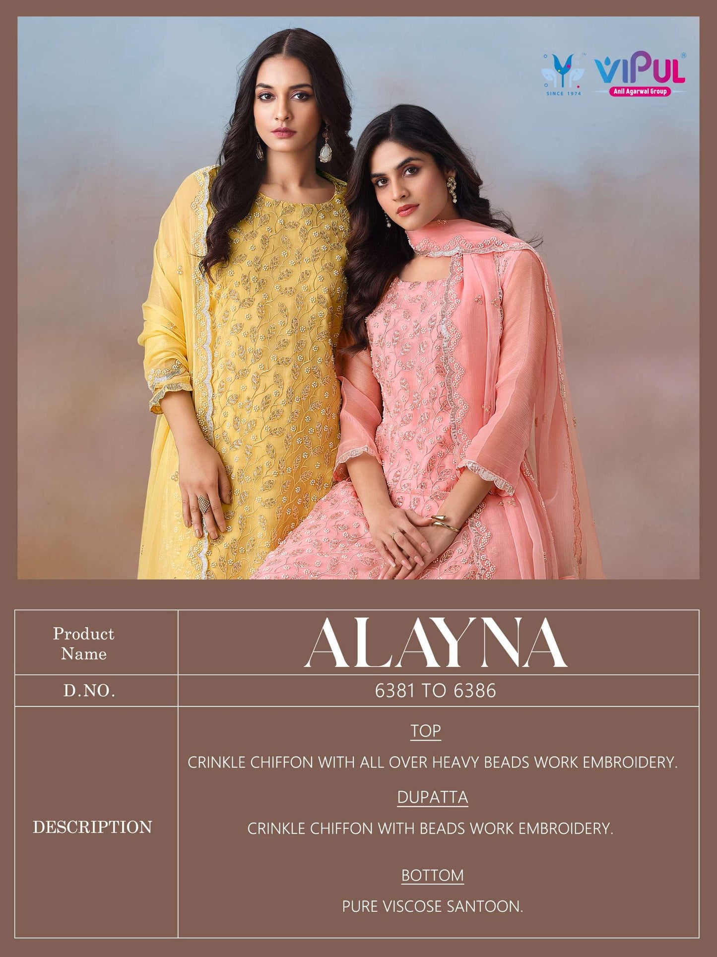 Vipul Fashion Alayna Crinkle Chiffon Designer Unstitched Dress Material