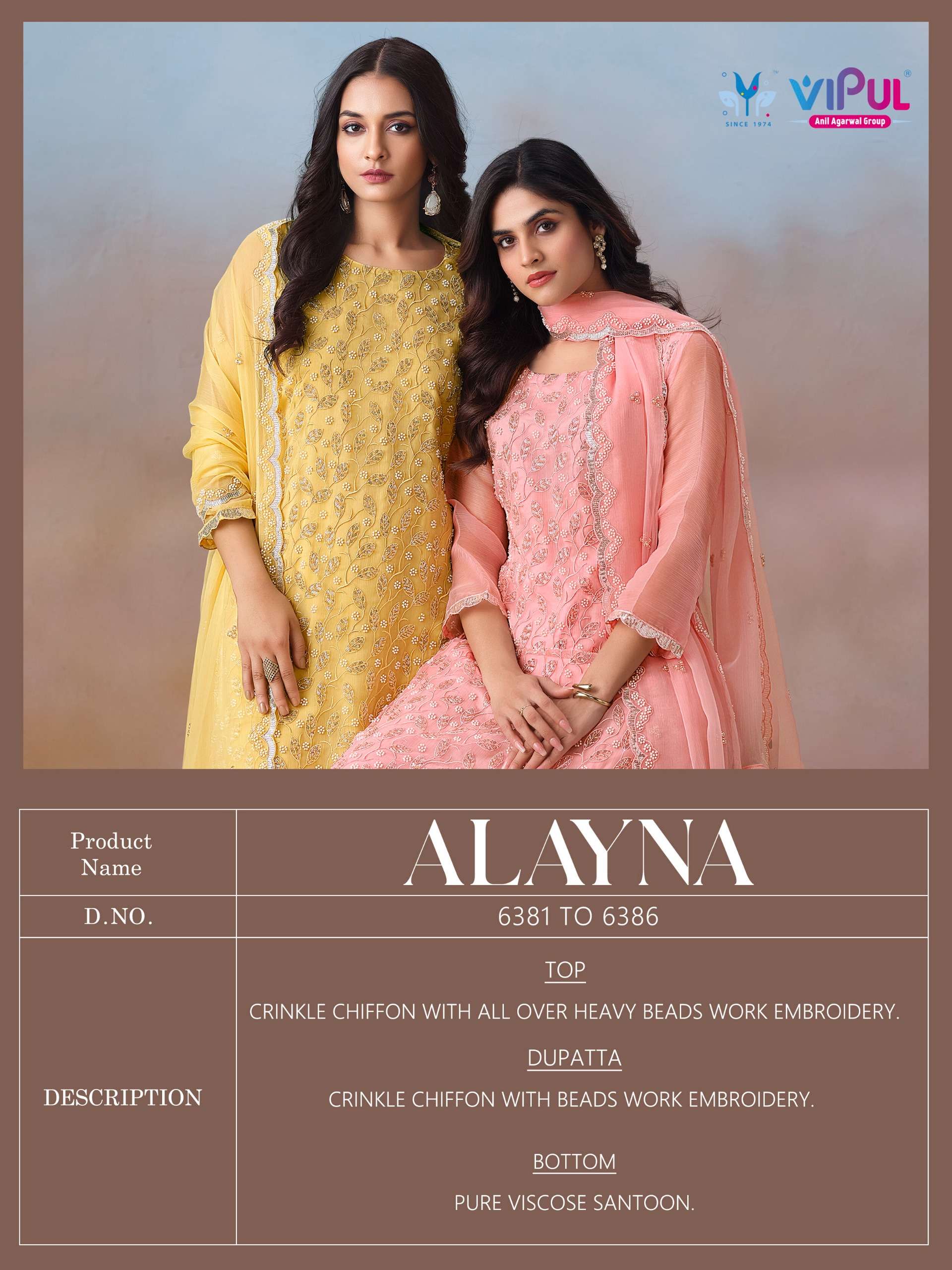 Vipul Fashion Alayna Crinkle Chiffon Designer Unstitched Dress Material