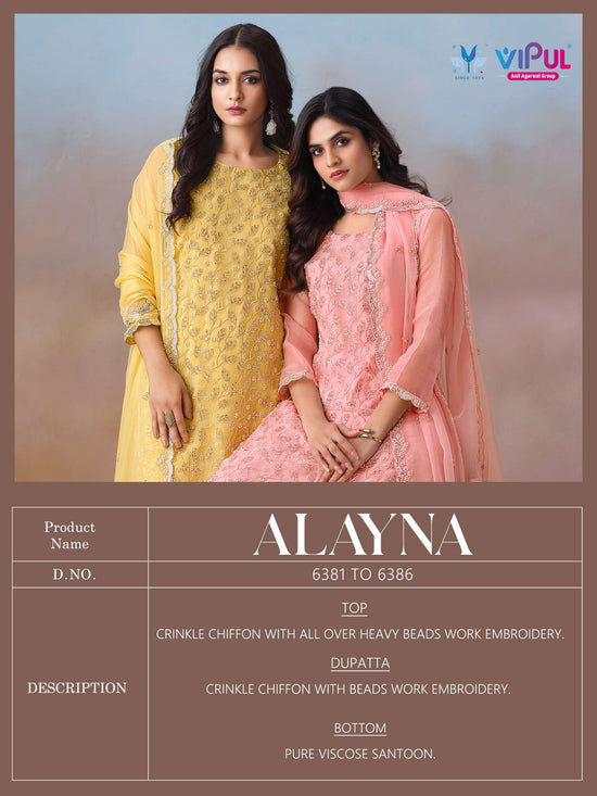 Vipul Fashion Alayna Crinkle Chiffon Designer Unstitched Dress Material