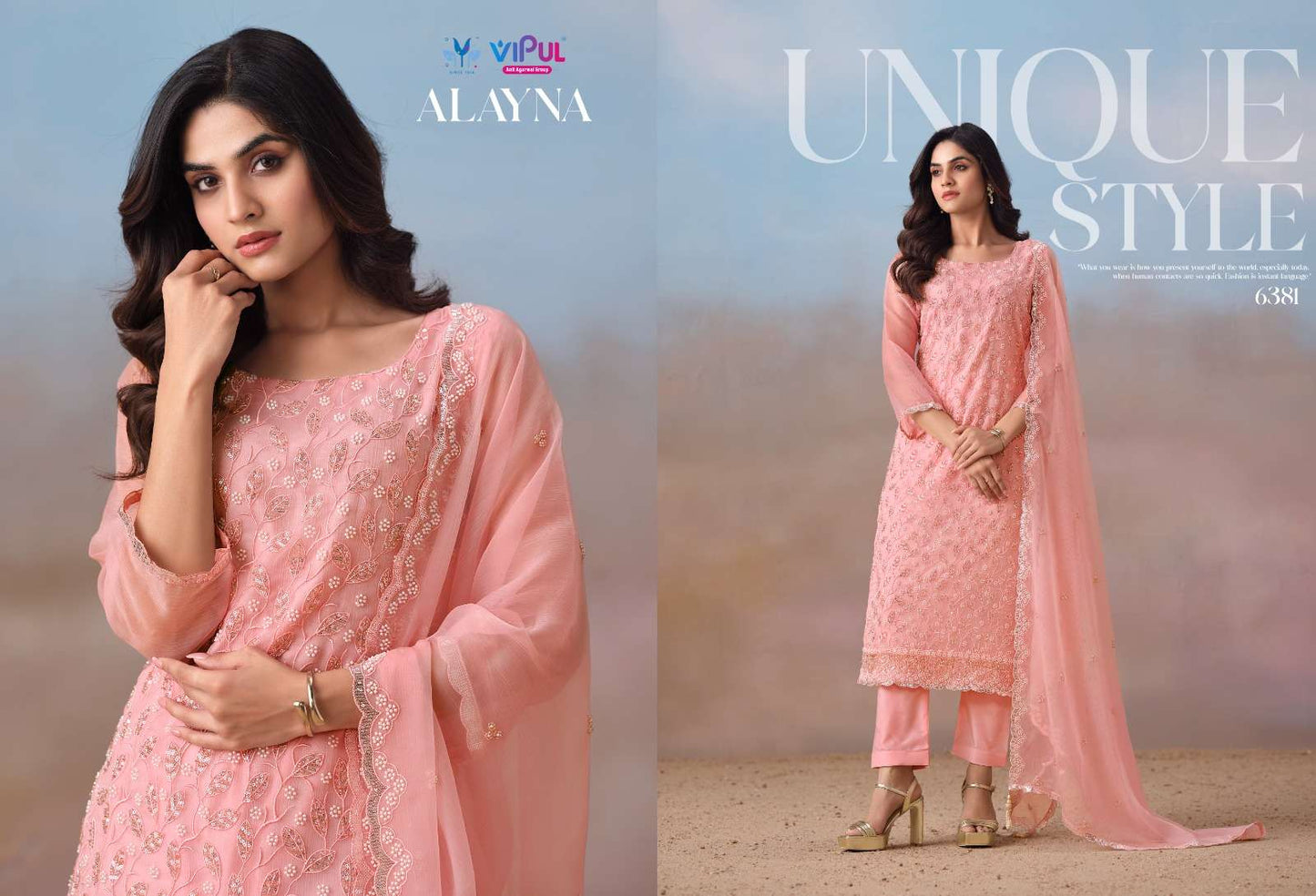 Vipul Fashion Alayna Crinkle Chiffon Designer Unstitched Dress Material