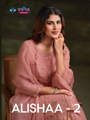 Vipul Fashion Alishaa Vol 2 Gold Crinkle Chiffon Pakistani Suit
