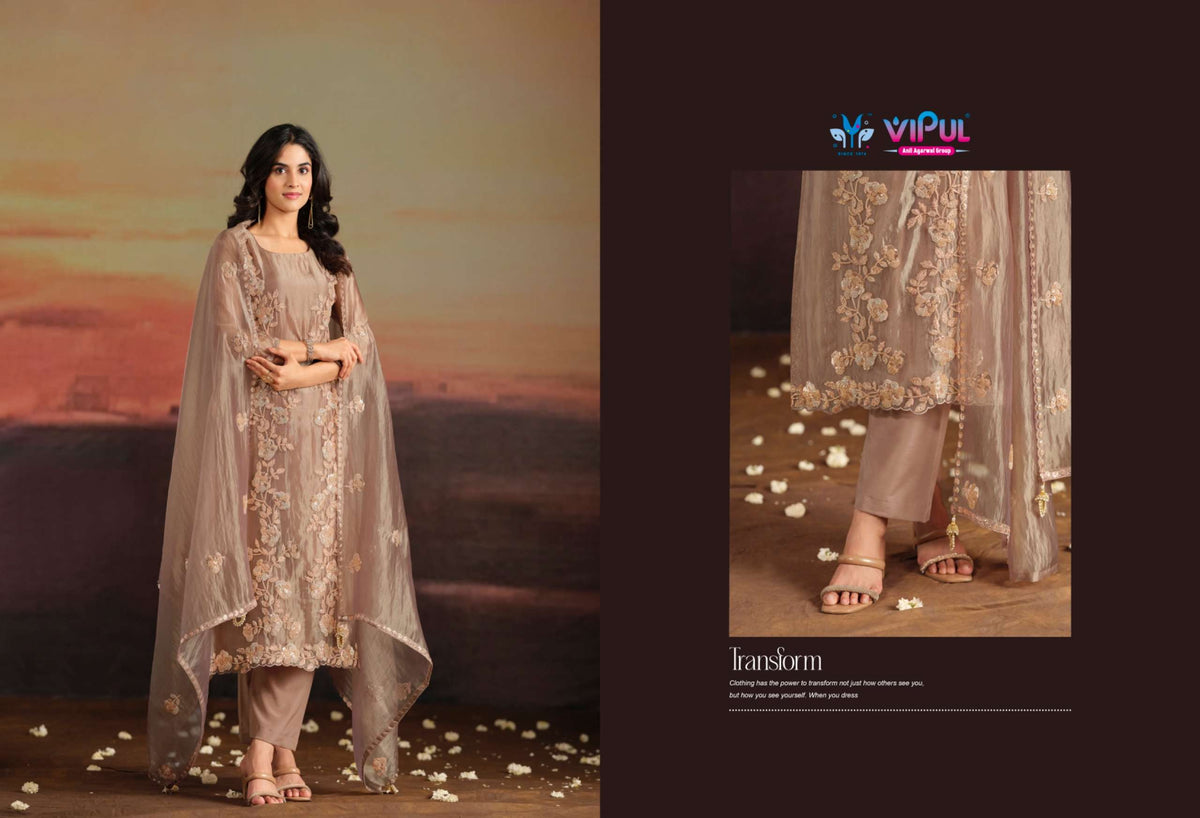 Vipul Fashion Allia Catonic Silk Organza Dress Material