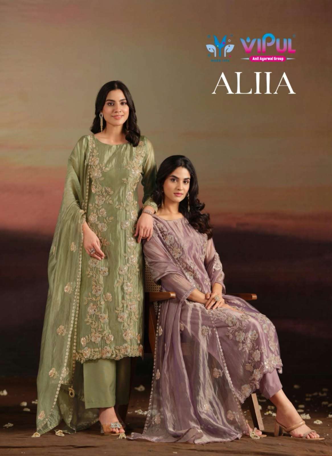 Vipul Fashion Allia Catonic Silk Organza Dress Material