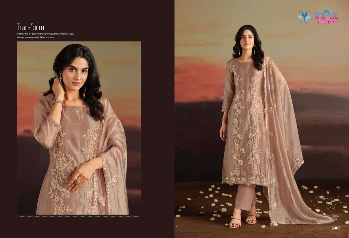 Vipul Fashion Allia Catonic Silk Organza Dress Material