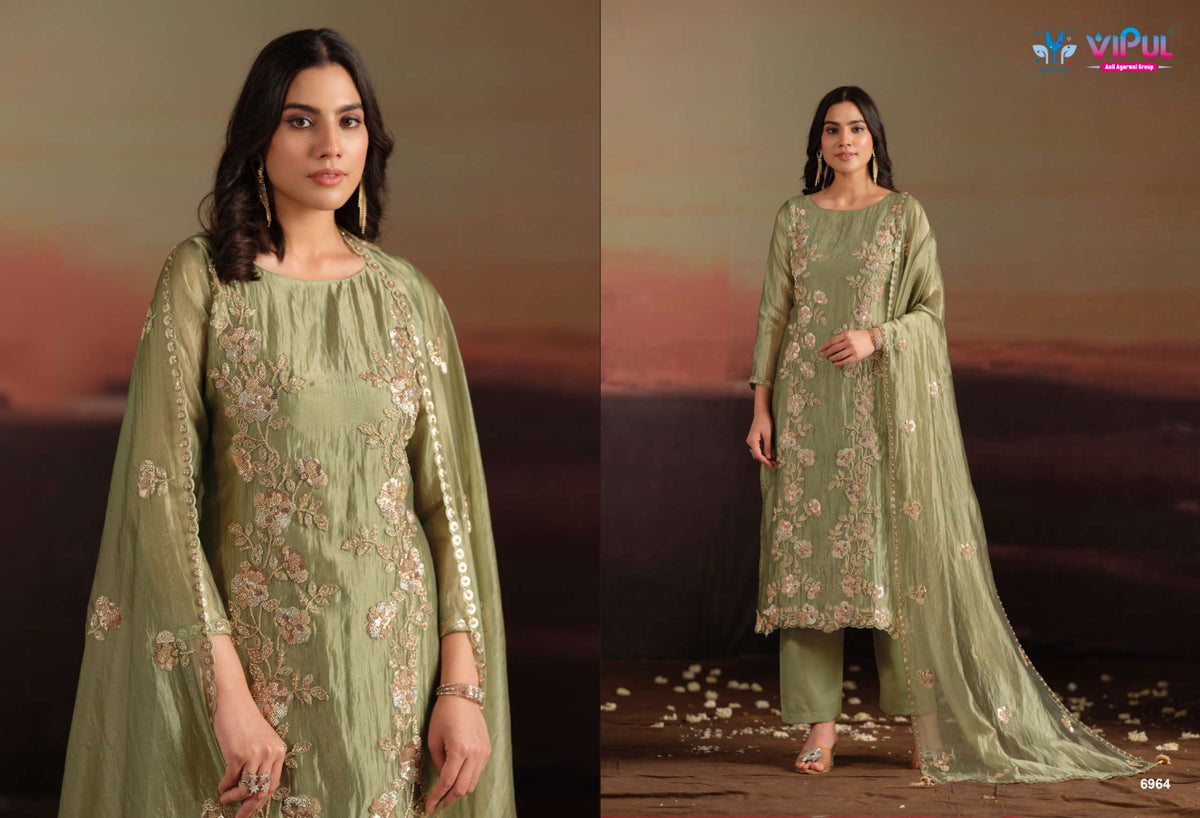 Vipul Fashion Allia Catonic Silk Organza Dress Material