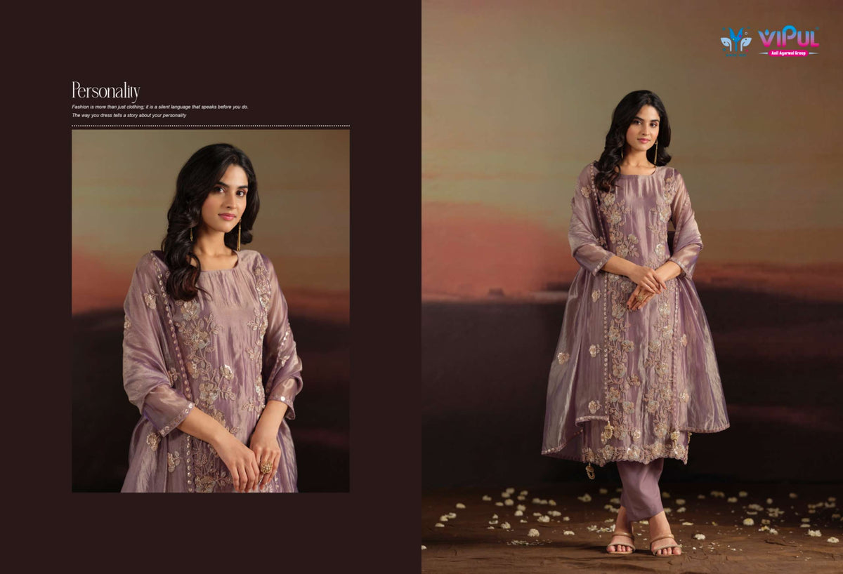 Vipul Fashion Allia Catonic Silk Organza Dress Material