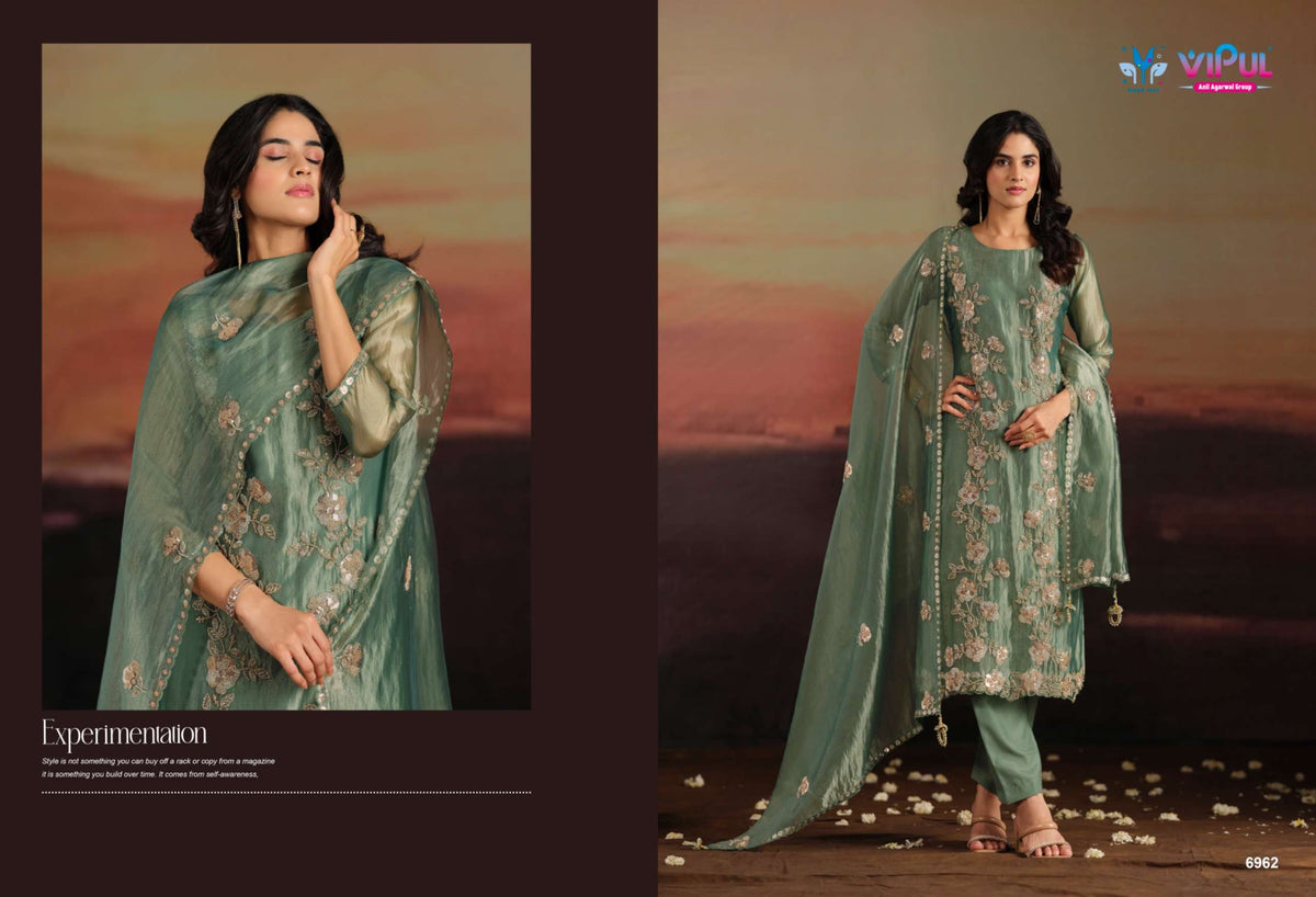 Vipul Fashion Allia Catonic Silk Organza Dress Material