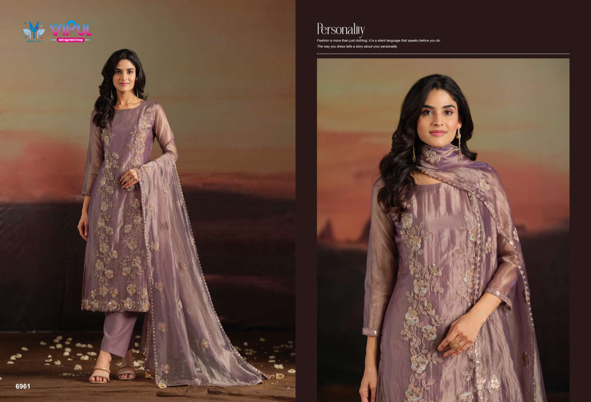 Vipul Fashion Allia Catonic Silk Organza Dress Material
