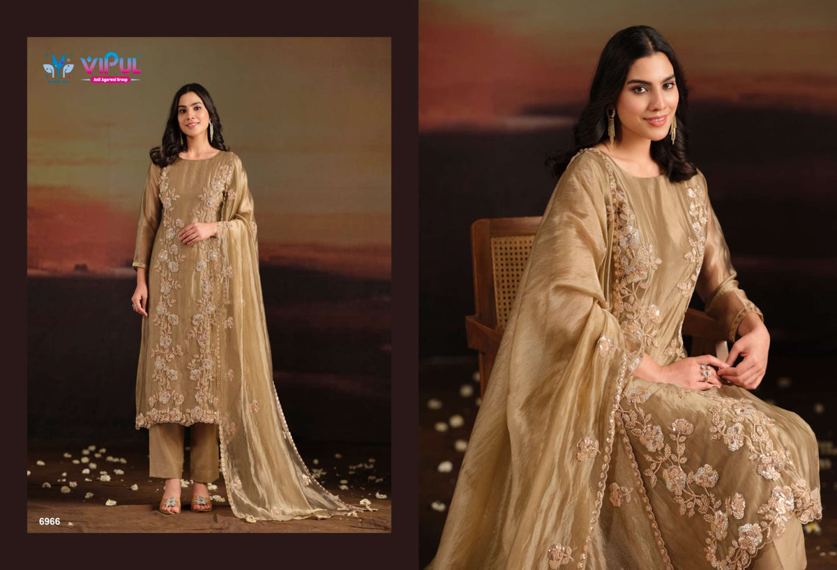 Vipul Fashion Allia Catonic Silk Organza Dress Material