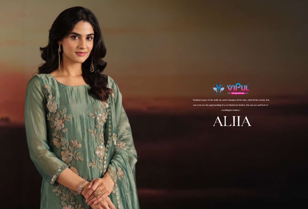 Vipul Fashion Allia Catonic Silk Organza Dress Material