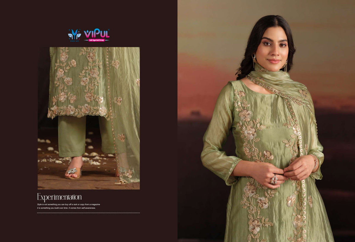 Vipul Fashion Allia Catonic Silk Organza Dress Material