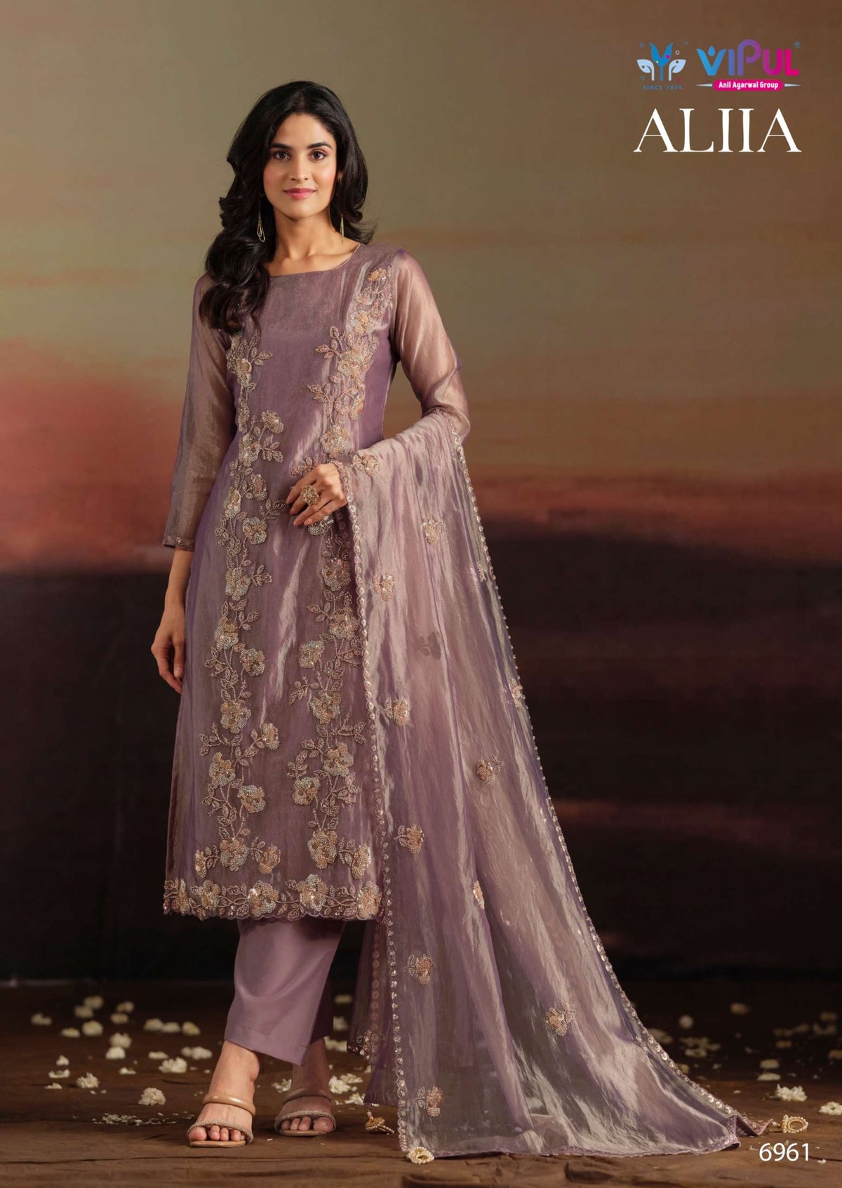 Vipul Fashion Allia Catonic Silk Organza Dress Material
