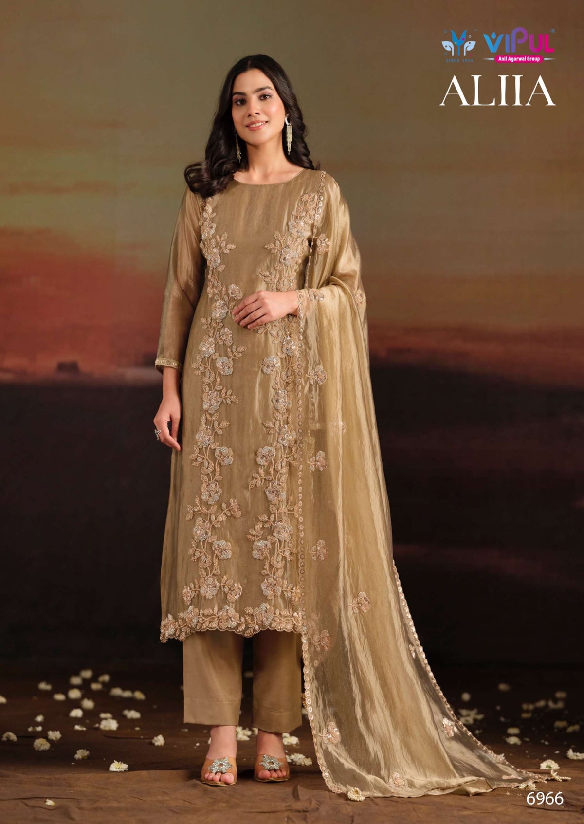 Vipul Fashion Allia Catonic Silk Organza Dress Material