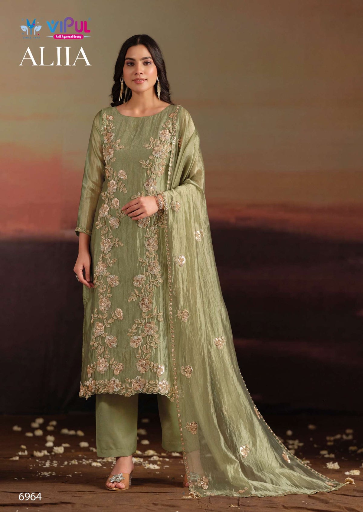 Vipul Fashion Allia Catonic Silk Organza Dress Material