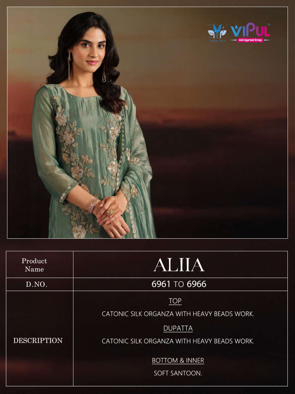 Vipul Fashion Allia Catonic Silk Organza Dress Material