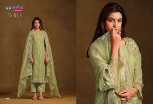 Vipul Fashion Avira Gold Crinkle Chiffon Dress Material