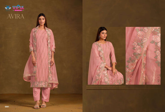 Vipul Fashion Avira Gold Crinkle Chiffon Dress Material