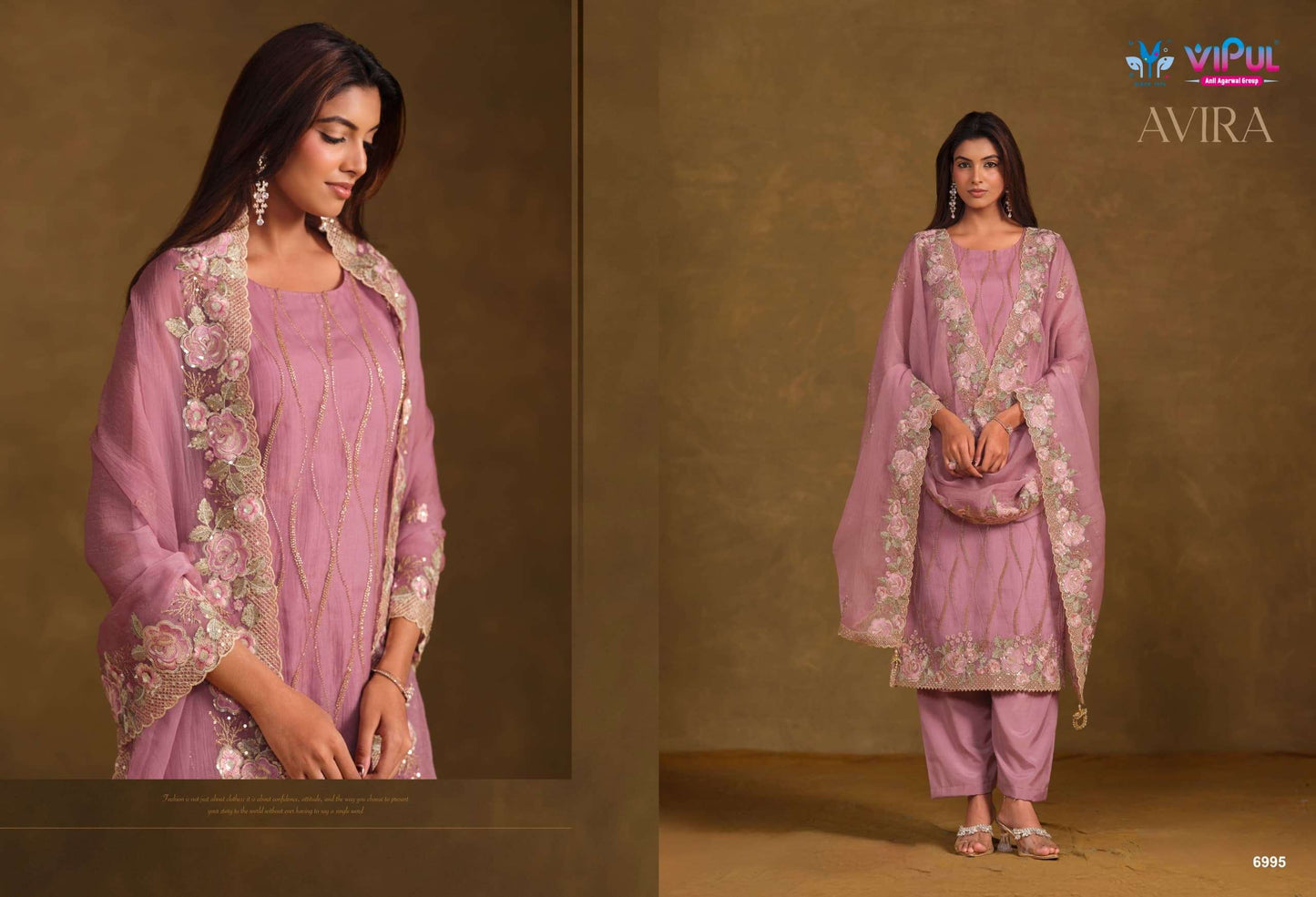 Vipul Fashion Avira Gold Crinkle Chiffon Dress Material