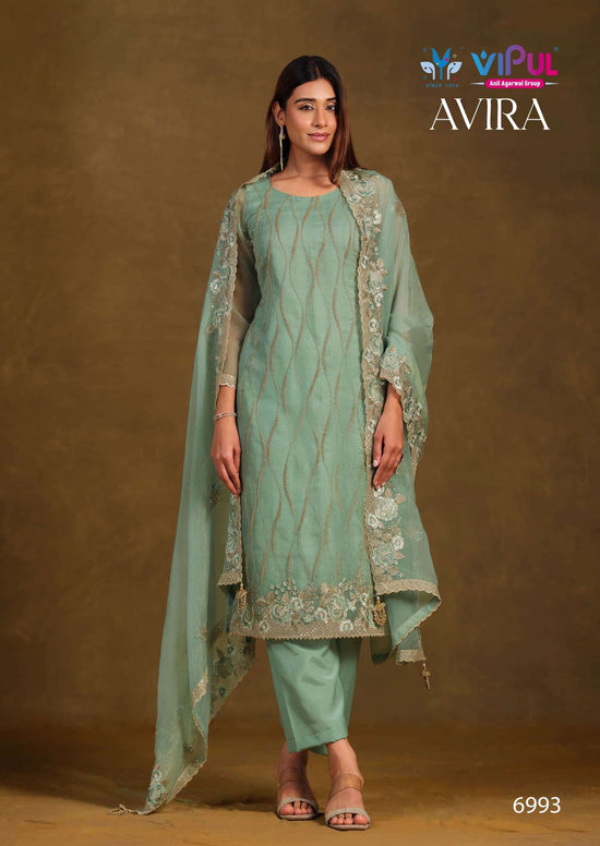 Vipul Fashion Avira Gold Crinkle Chiffon Dress Material