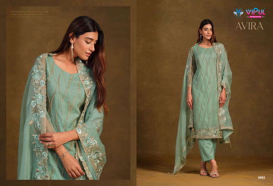 Vipul Fashion Avira Gold Crinkle Chiffon Dress Material