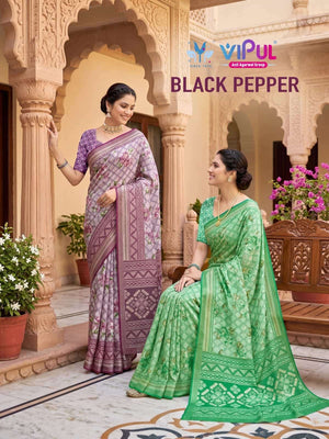 Vipul Fashion Black Pepper 35852 Colors Brasso Saree