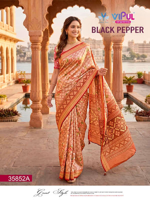Vipul Fashion Black Pepper 35852 Colors Brasso Saree