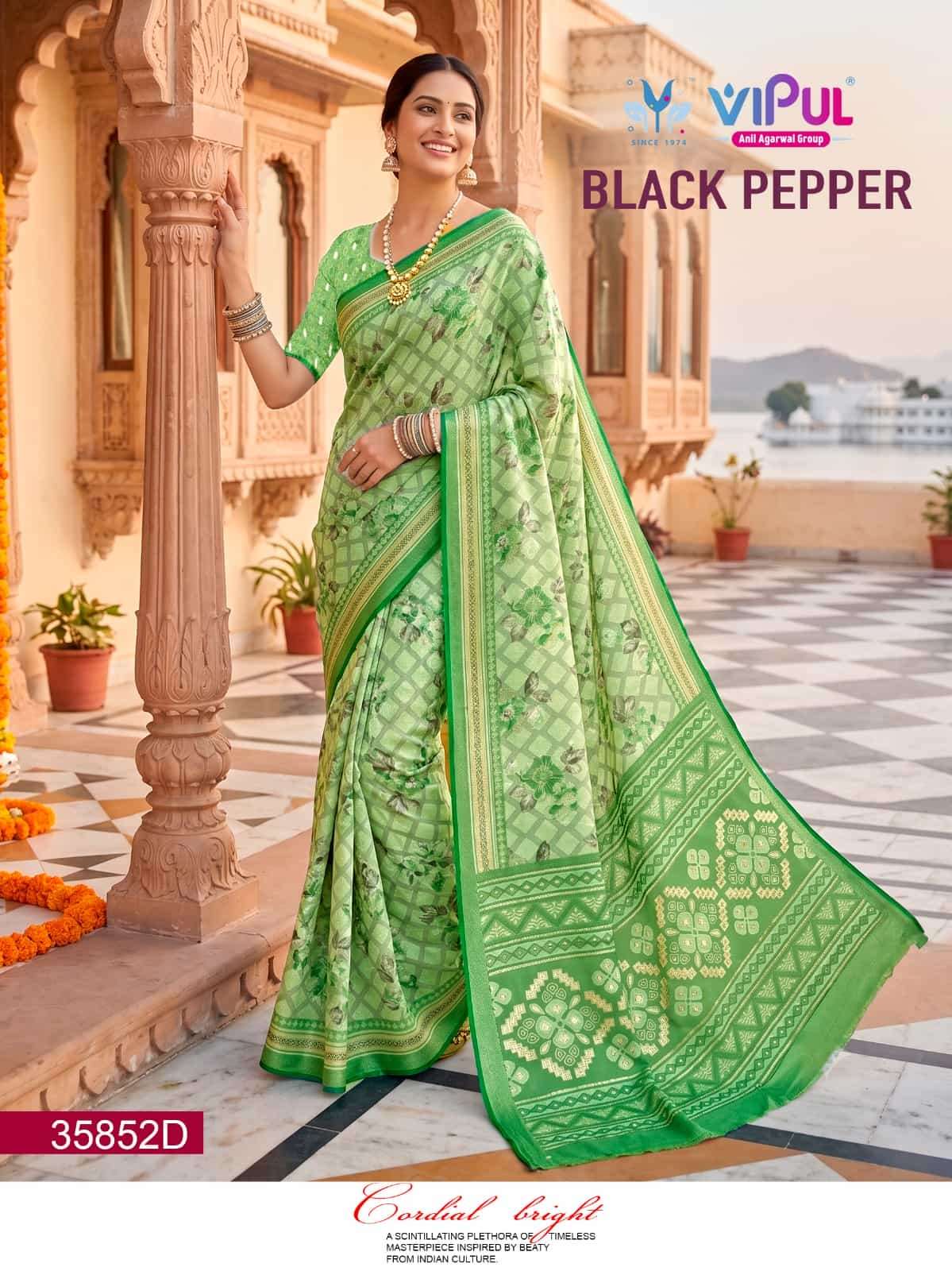 Vipul Fashion Black Pepper 35852 Colors Brasso Saree
