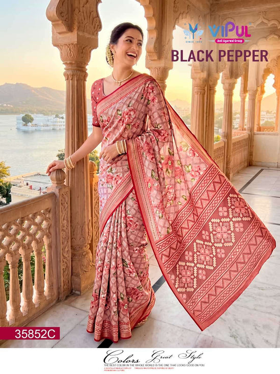 Vipul Fashion Black Pepper 35852 Colors Brasso Saree