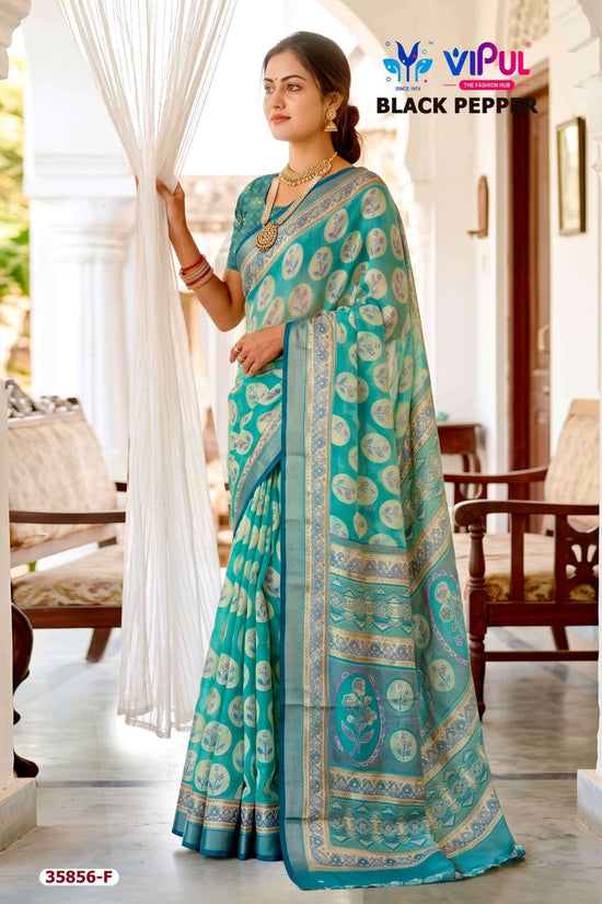 Vipul Fashion Black Pepper 35856 Colors Brasso Saree - Amrah Wholesale