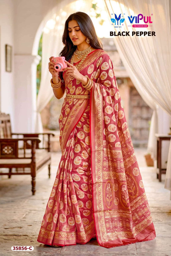Vipul Fashion Black Pepper 35856 Colors Brasso Saree - Amrah Wholesale