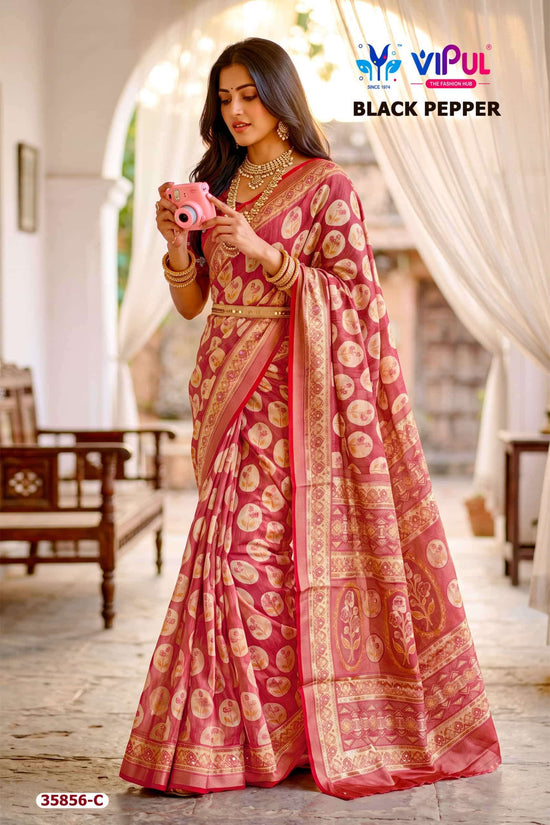 Vipul Fashion Black Pepper 35856 Colors Brasso Saree