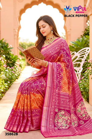 Vipul Fashion Black Pepper 35862 Colors Brasso Saree