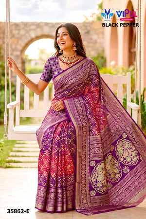 Vipul Fashion Black Pepper 35862 Colors Brasso Saree