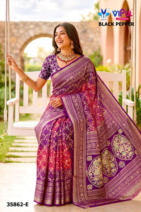 Vipul Fashion Black Pepper 35862 Colors Brasso Saree