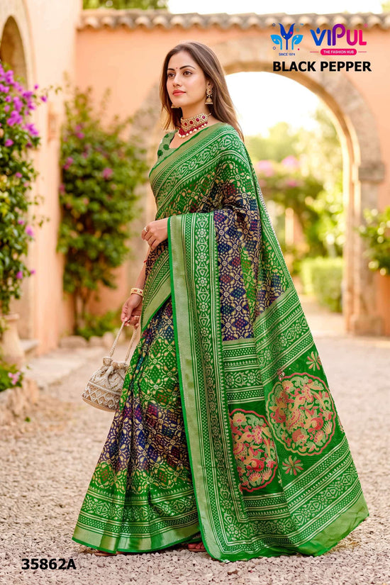 Vipul Fashion Black Pepper 35862 Colors Brasso Saree