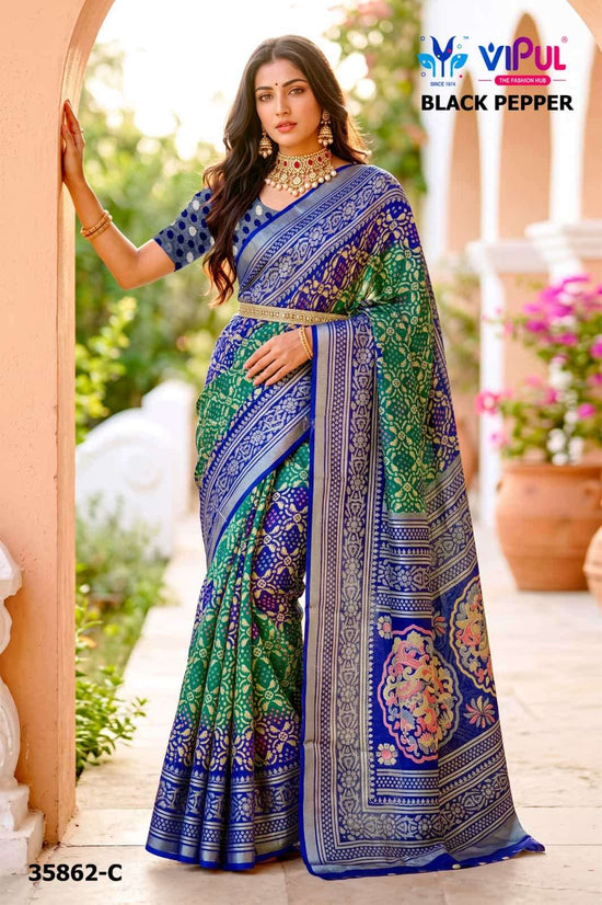 Vipul Fashion Black Pepper 35862 Colors Brasso Saree