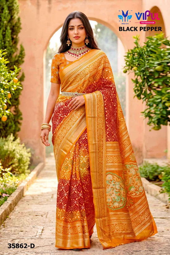 Vipul Fashion Black Pepper 35862 Colors Brasso Saree