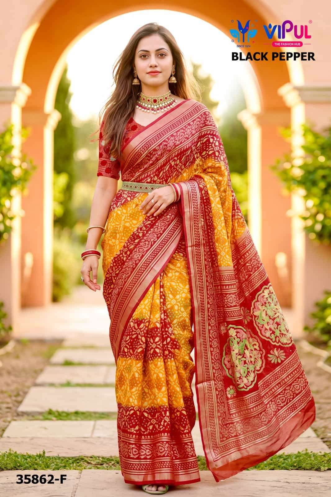 Vipul Fashion Black Pepper 35862 Colors Brasso Saree