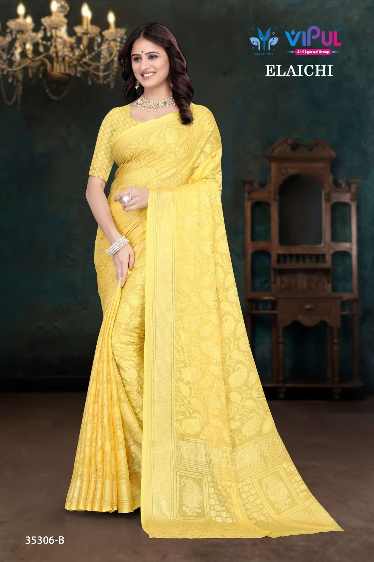 Vipul Fashion Elaichi 35306 Colours Brasso Saree Wholesale Sarees - Amrah Wholesale