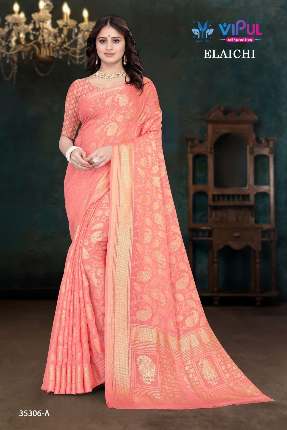 Vipul Fashion Elaichi 35306 Colours Brasso Saree Wholesale Sarees - Amrah Wholesale