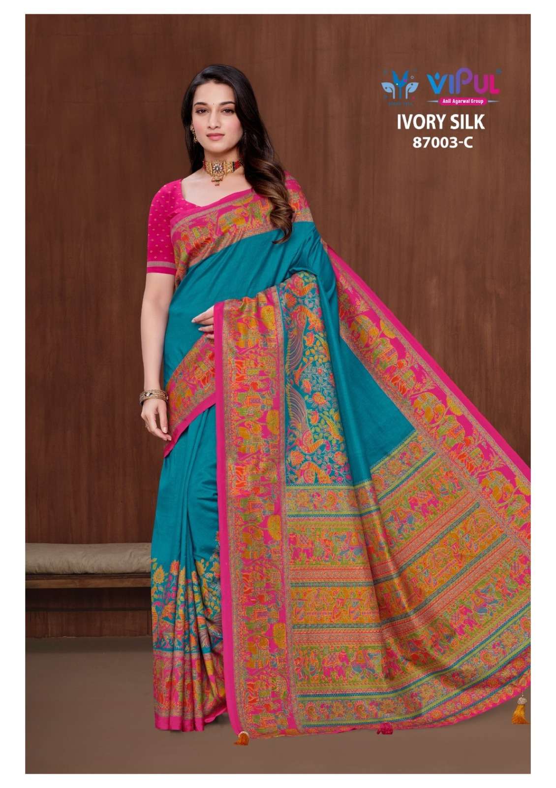 Vipul Fashion Ivory Silk Soft Silk Saree - Amrah Wholesale